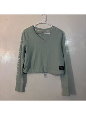 Calvin Klein Performance Womens Teal Long Sleeve Cropped Sweater Size Medium